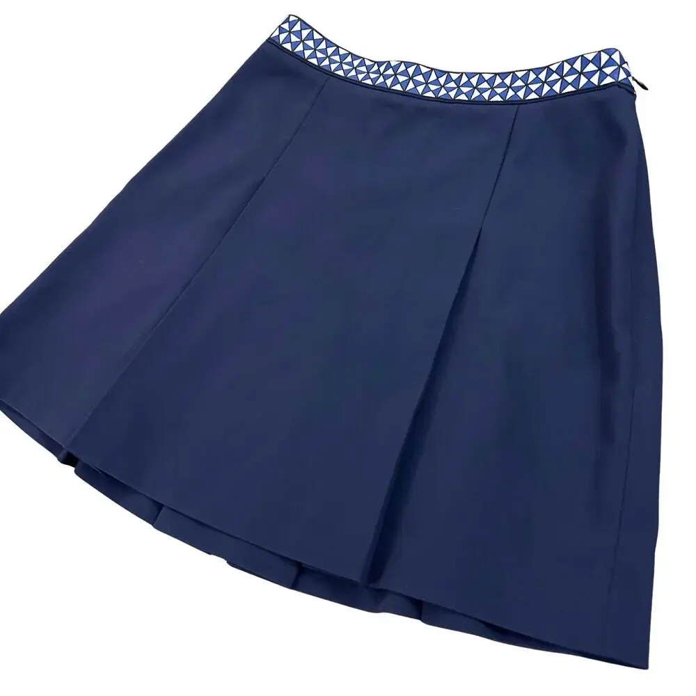 Tory Sport Tech Twill Tennis Skirt Navy Logo Tape Box Pleat Golf Mini Size 0 XS